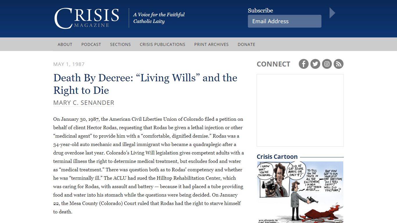 Death By Decree: “Living Wills” and the Right to Die - Crisis Magazine