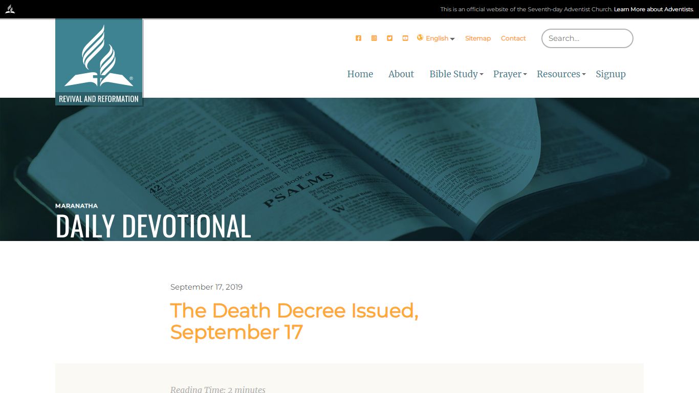 The Death Decree Issued, September 17 | Revival & Reformation