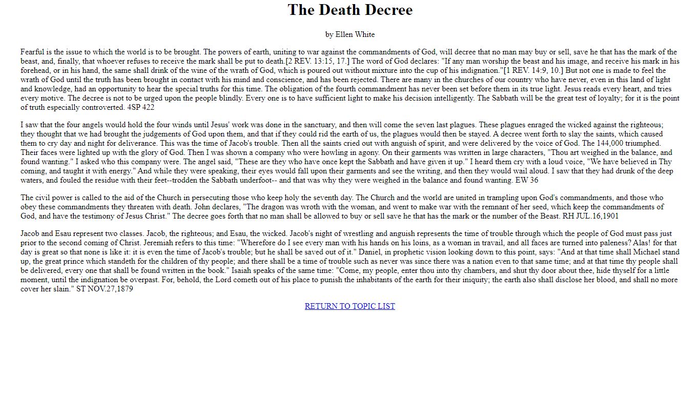 The Death Decree - EllenWhiteDefend